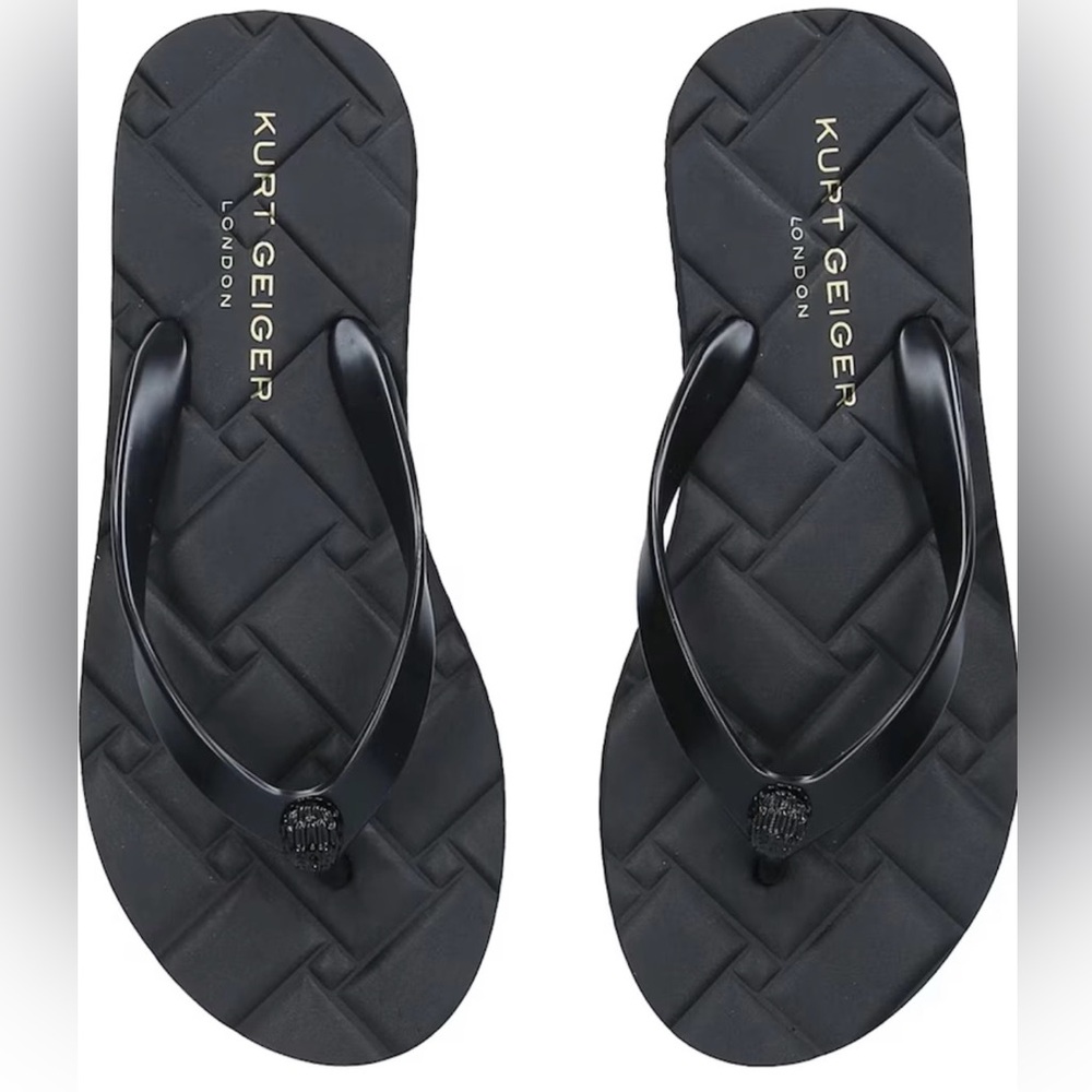 Kurt Geiger Black Quilted Flip Flops
